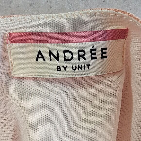 Andree by Unit Dress Women S Pastel Peach Pink Ruffle Long Sleeve Stretch Chic - Picture 2 of 16